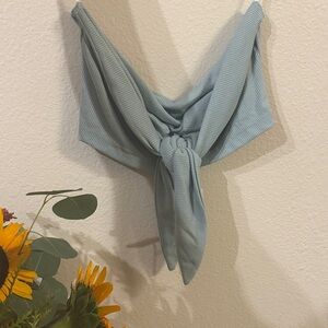 Blue Ribbed Crop Top